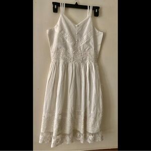 12 Chasing Fireflies Ivory White Lace Sun Dress Cool Cotton Casual Formal Straps